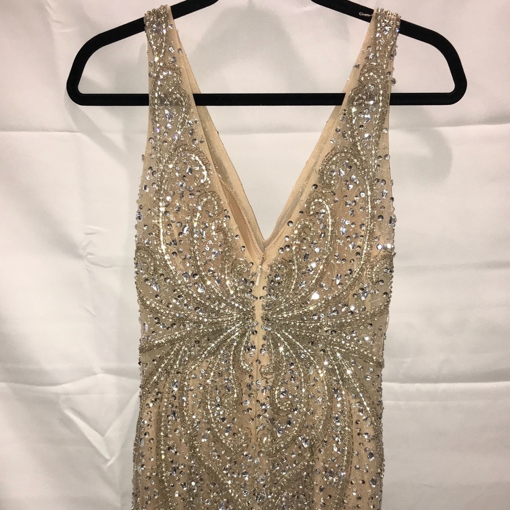 [SOLD] Tan Long Beaded Prom/Formal Dress